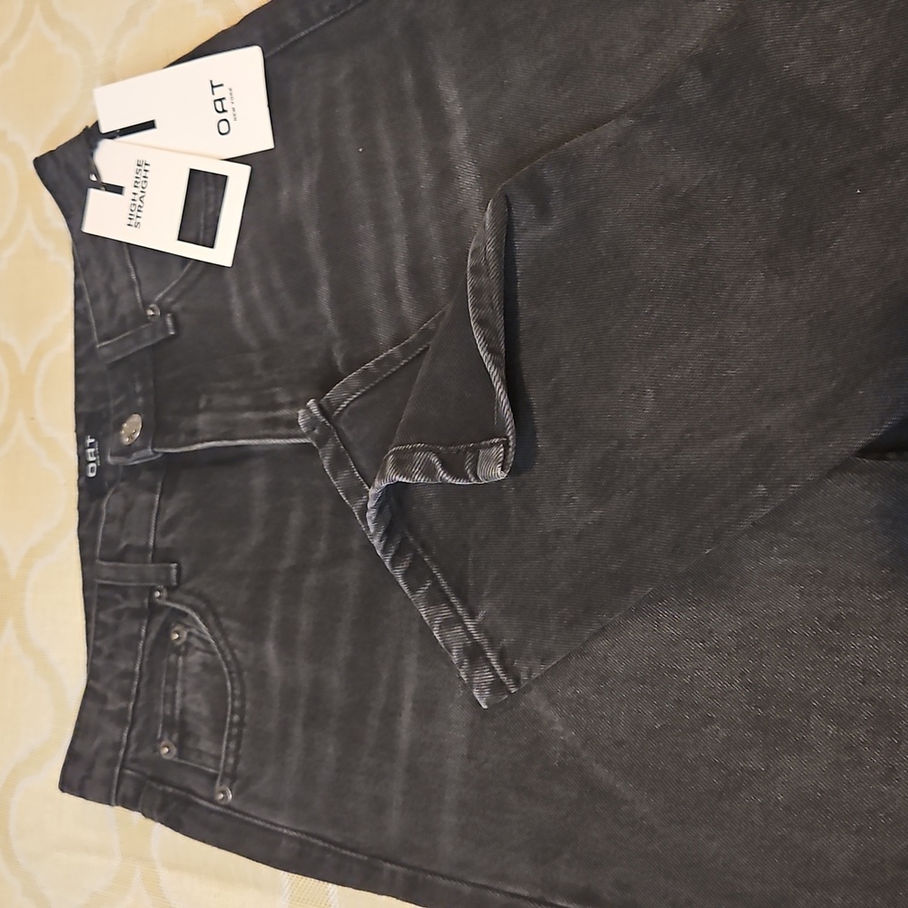 NWT Oat New York High Rise Straight Split Cuff Faded Black Jeans Denim Sz. 26 - Picture 3 of 8